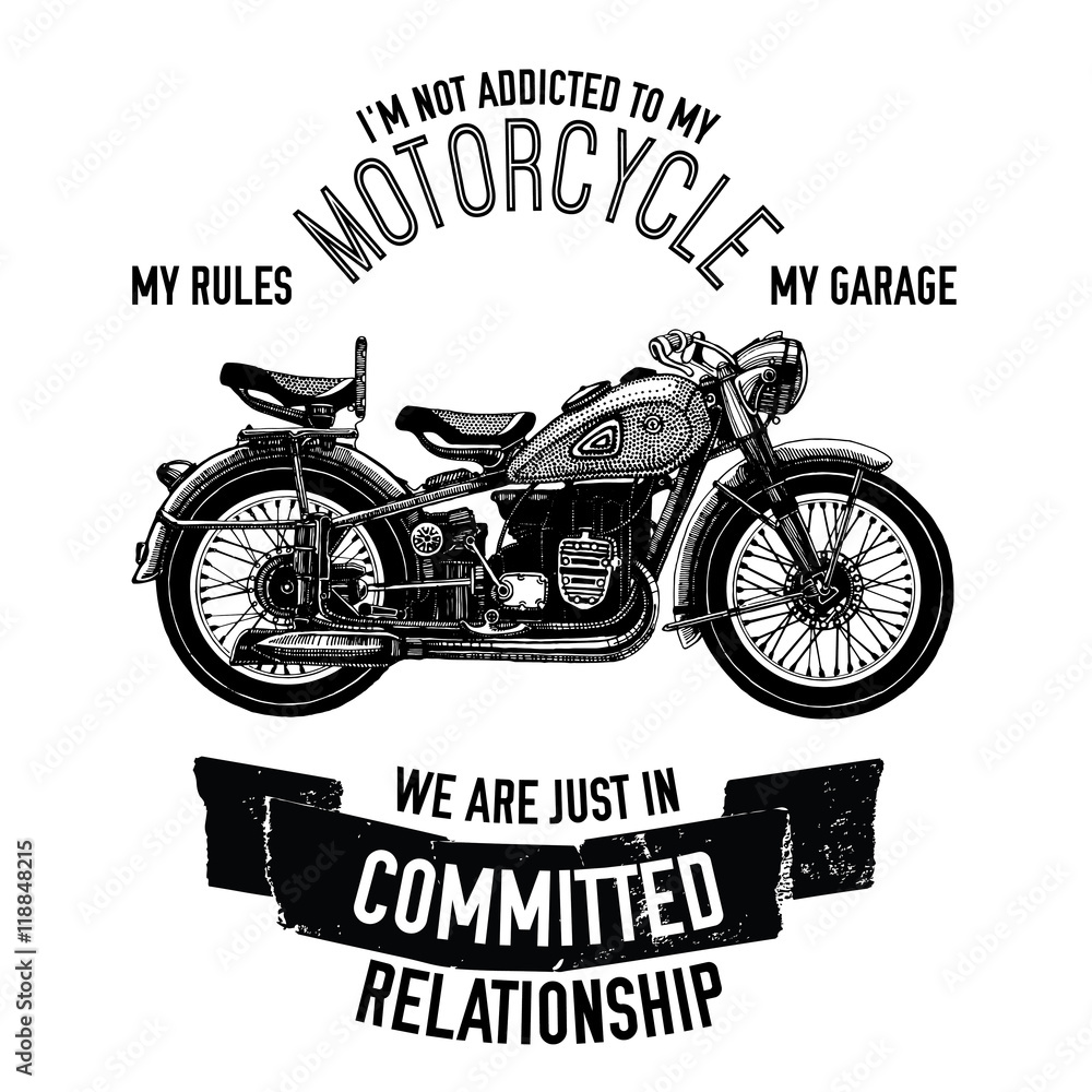 Naklejka premium Hand drawn vector motorcycle quote