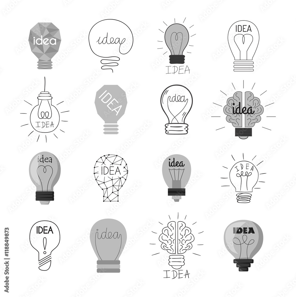 Drawing idea light bulb concept creative design. Vector Idea lamp  innovation electric creativity inspiration concept. Bright idea lamp icon  symbol solution lightbulb. Creative idea concept Stock Vector | Adobe Stock