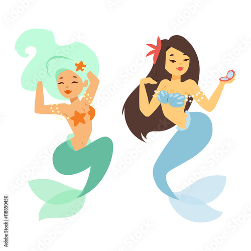 Mermaid nixie character vector illustration