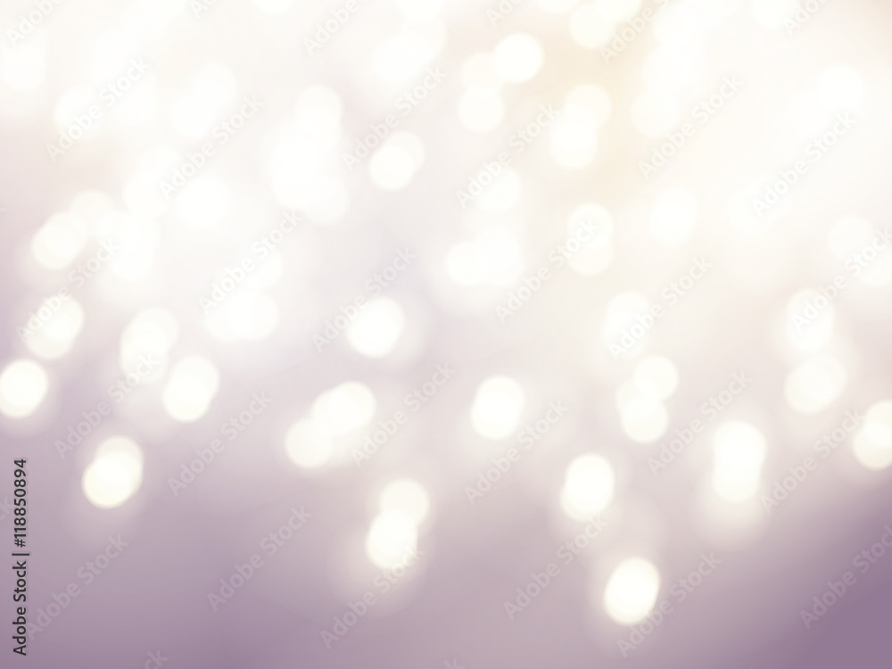 Fototapeta premium Vector bokeh background. Festive defocused white lights. Abstract blurred illustration.