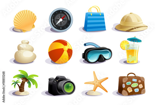 Summer days symbols and icons vector collection