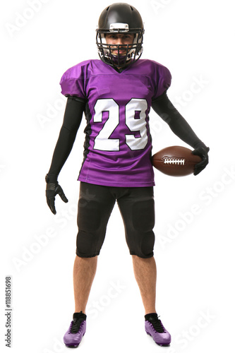 American football player on white background