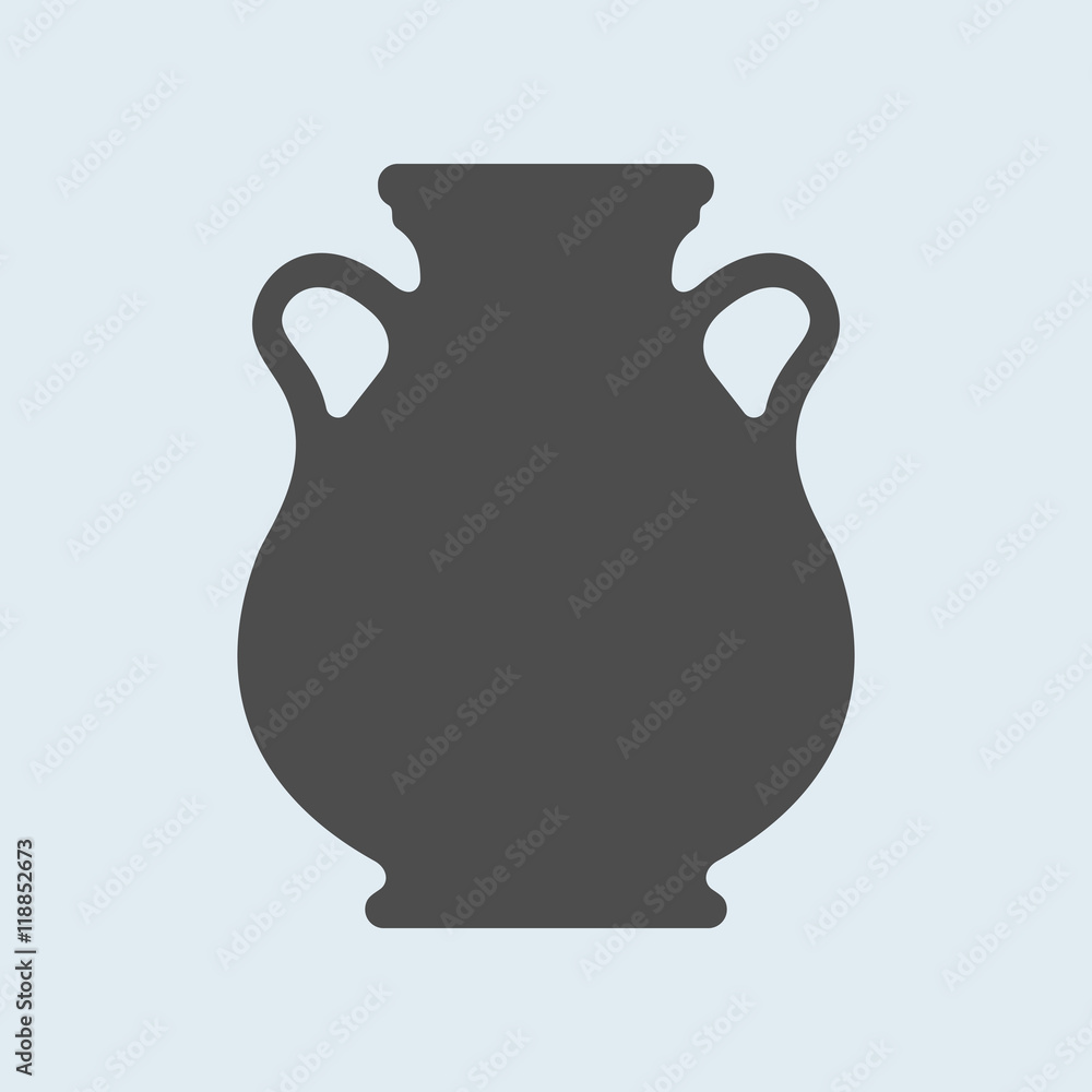 Icon of Ancient, antique vase or amphora. Pottery utensil, crockery vector sign, symbol