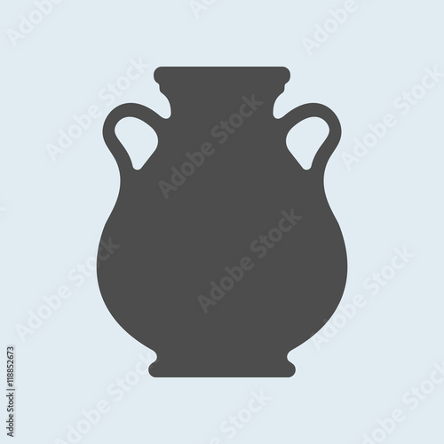 Icon of Ancient, antique vase or amphora. Pottery utensil, crockery vector sign, symbol