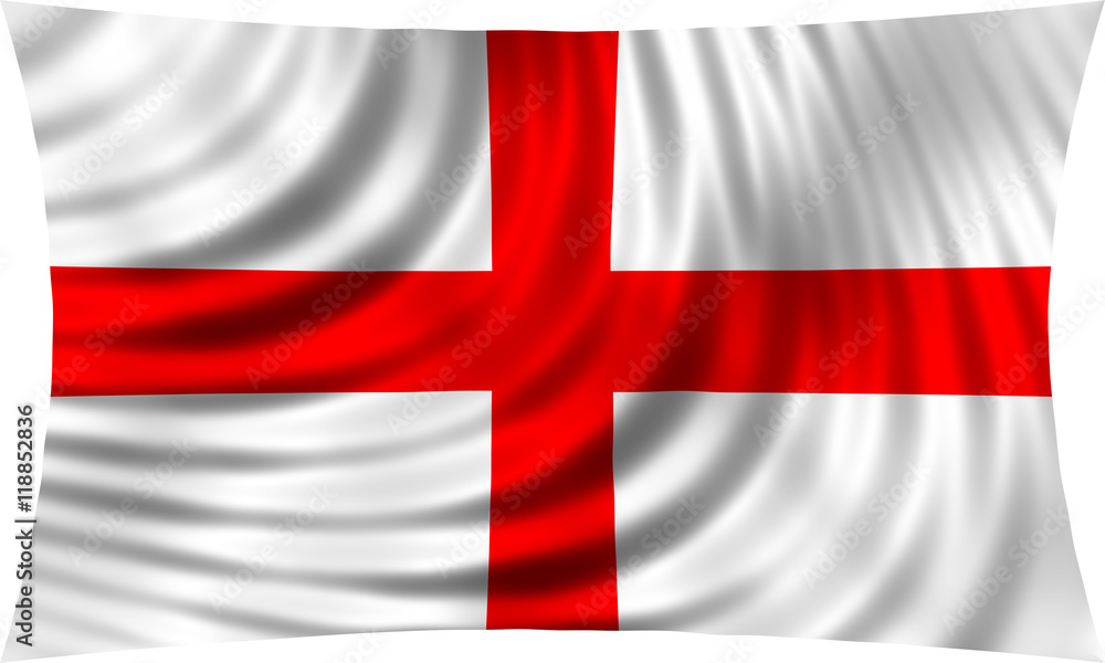 Obraz premium Flag of England waving in wind isolated on white