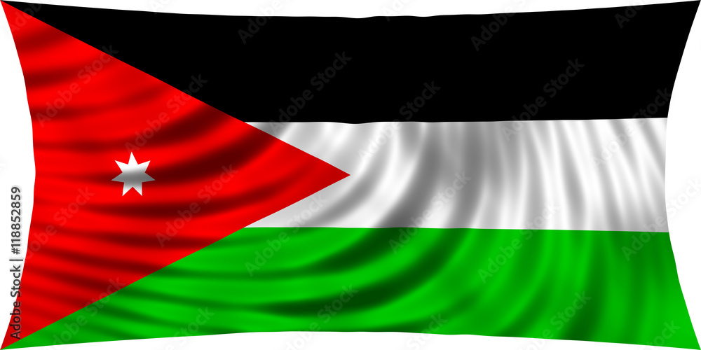 Obraz premium Flag of Jordan waving in wind isolated on white