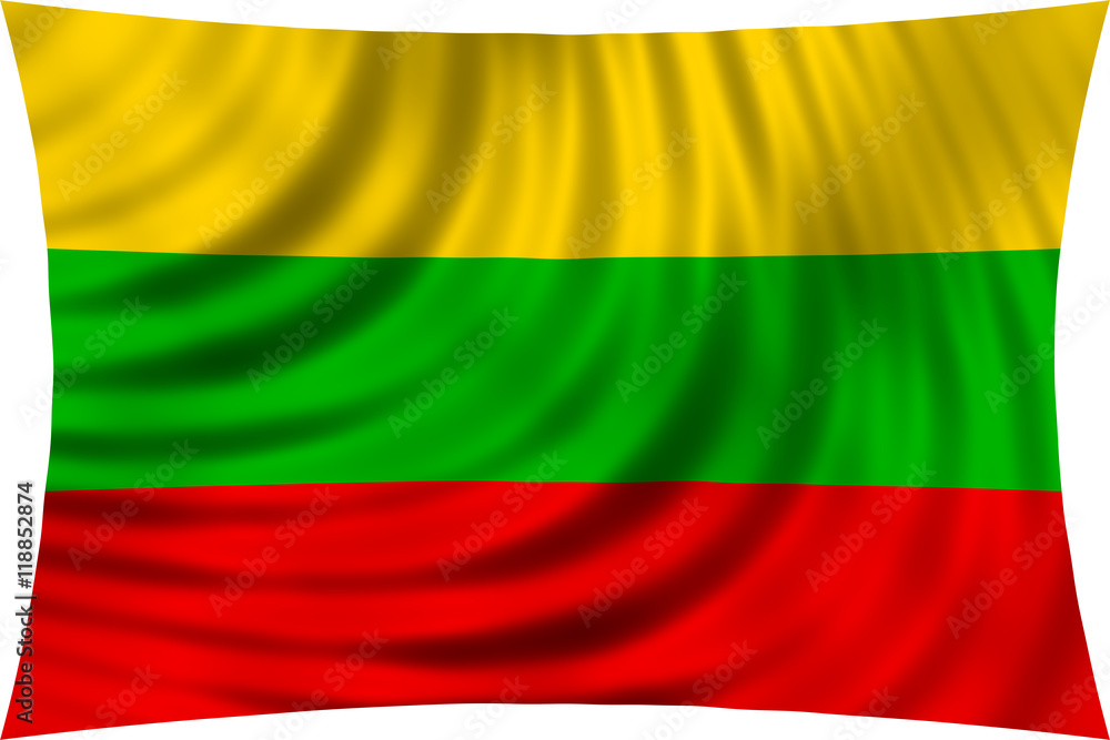 Flag of Lithuania waving in wind isolated on white Flag of Lithuania waving in wind isolated on white