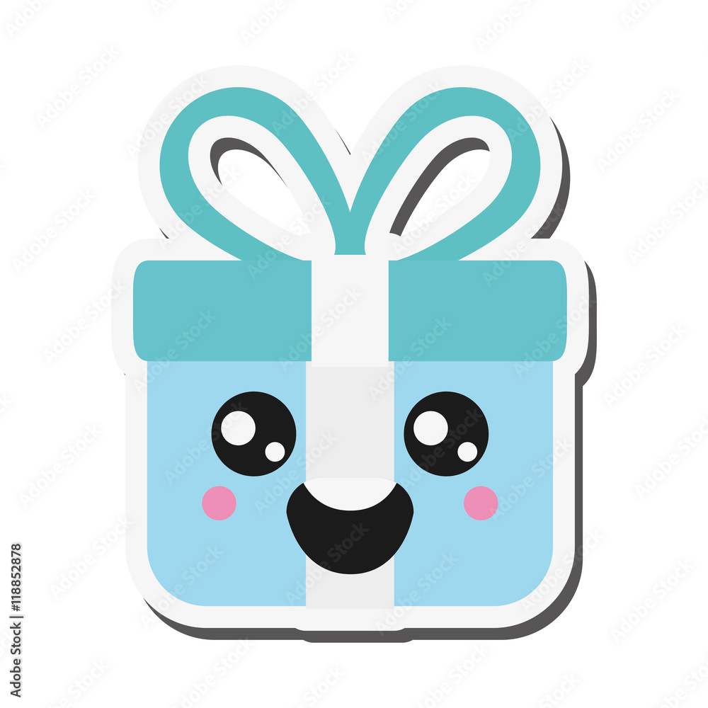 flat design kawaii gift box icon vector illustration flat design kawaii gift box icon vector illustration