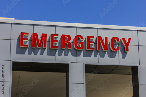 Red Emergency Entrance Sign for a Local Hospital XI