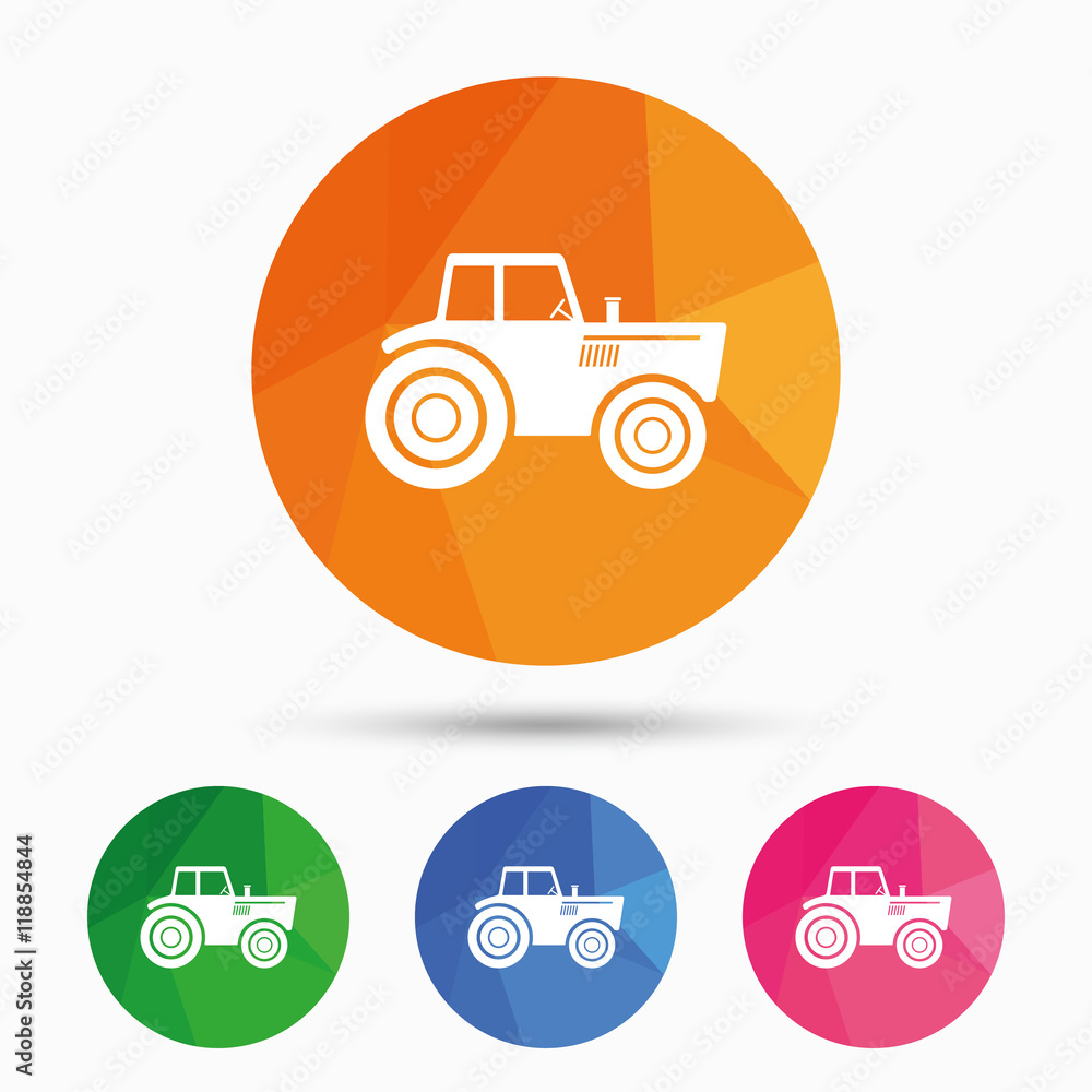 Tractor sign icon. Agricultural industry symbol. Tractor sign icon. Agricultural industry symbol.
