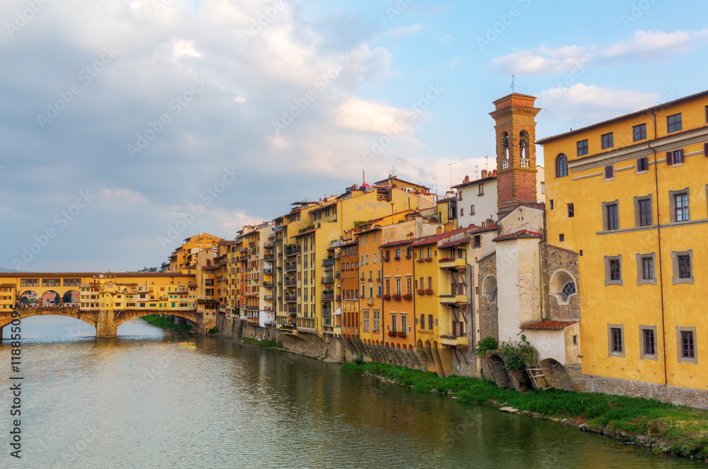cityscape with Ponte Vecchio of Florence