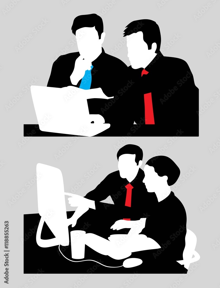 Discussions Sales Business Silhouettes, art vector Discussions Sales Business Silhouettes, art vector