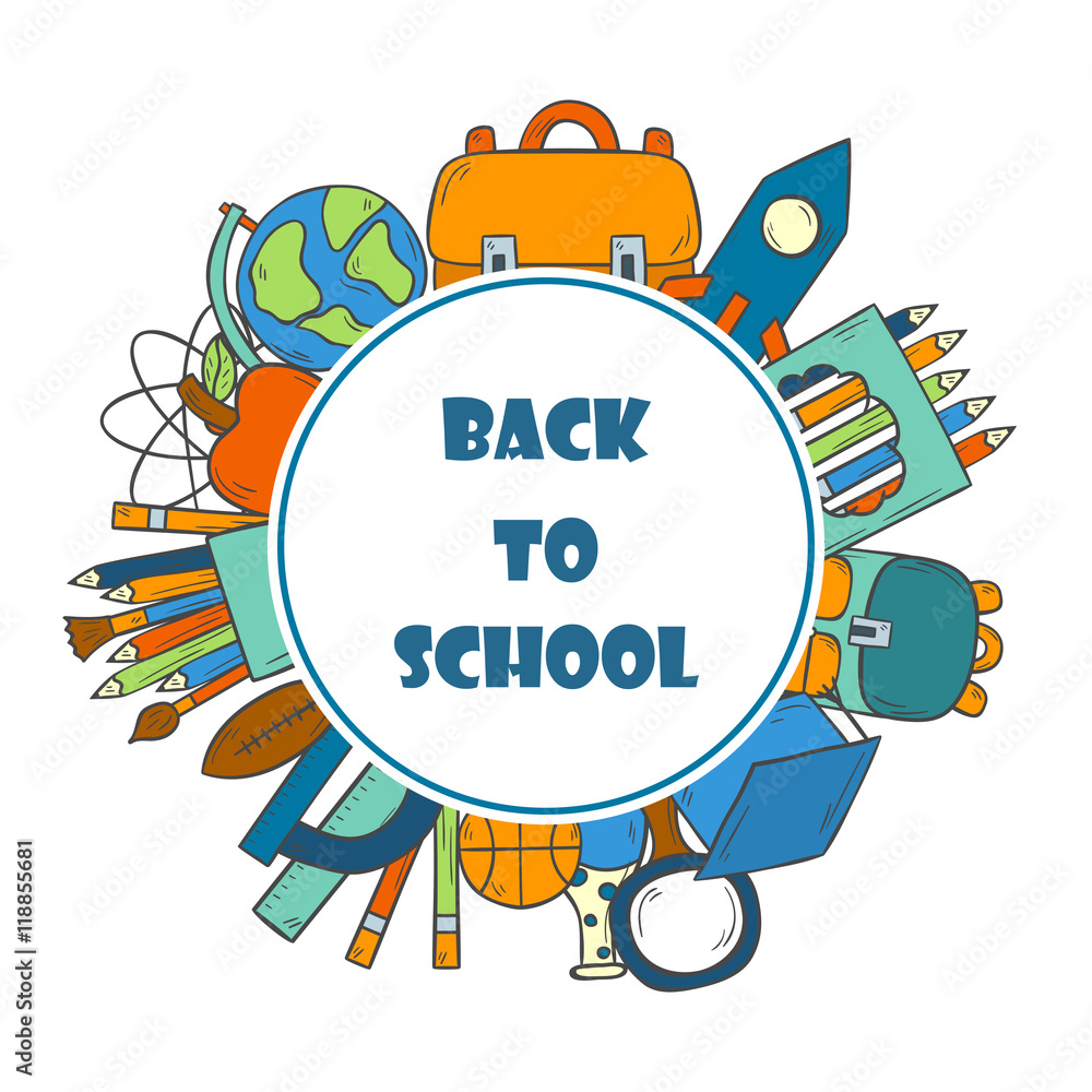 Naklejka premium Vector hand drawn back to school background