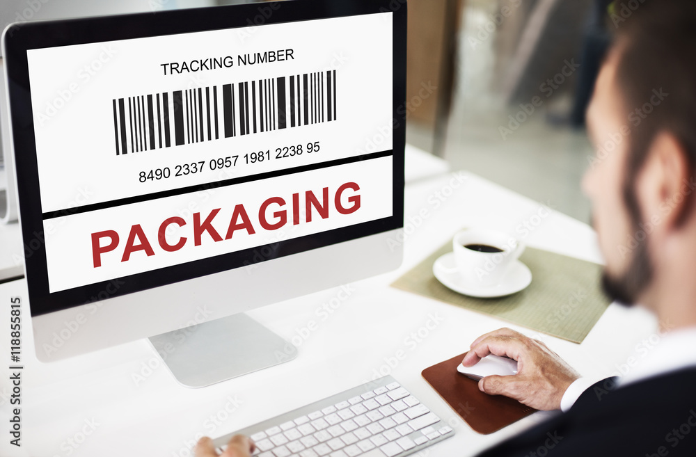 Naklejka premium Bar Code Order Tracking Number Concept