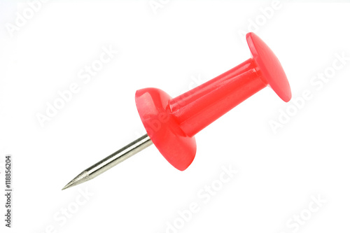 red pushpin isolated on white background © ipuwadol