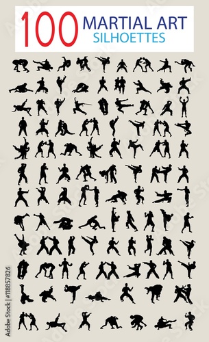 100 Silhouette of Martial Arts, art vector design