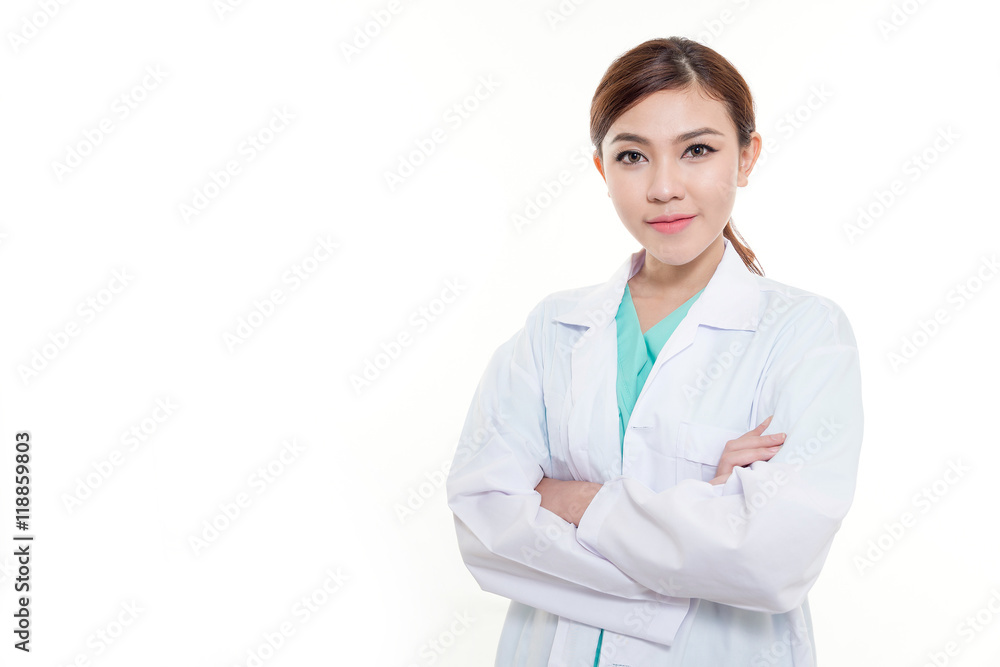 Portrait,Female Asian doctor. Isolated on white. Portrait,Female Asian doctor. Isolated on white.