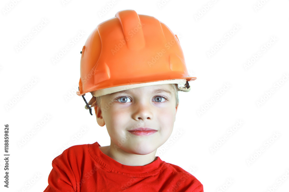 Boy in a construction helmet Boy in a construction helmet