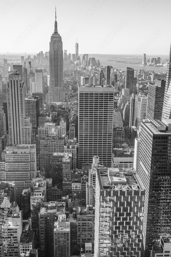 Wunschmotiv: New York City, Manhattan downtown skyline, black and white #118860092