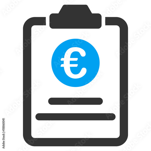 Euro Prices Pad icon. Vector style is bicolor flat iconic symbol with rounded angles, blue and gray colors, white background.