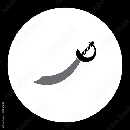 black and gray sabre sword simple isolated icon eps10