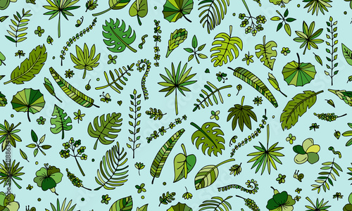 Tropical plants, seamless pattern