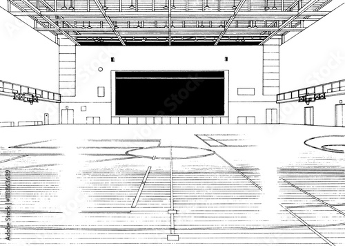 漫画風ペン画イラスト 体育館 Stock Illustration Adobe Stock
