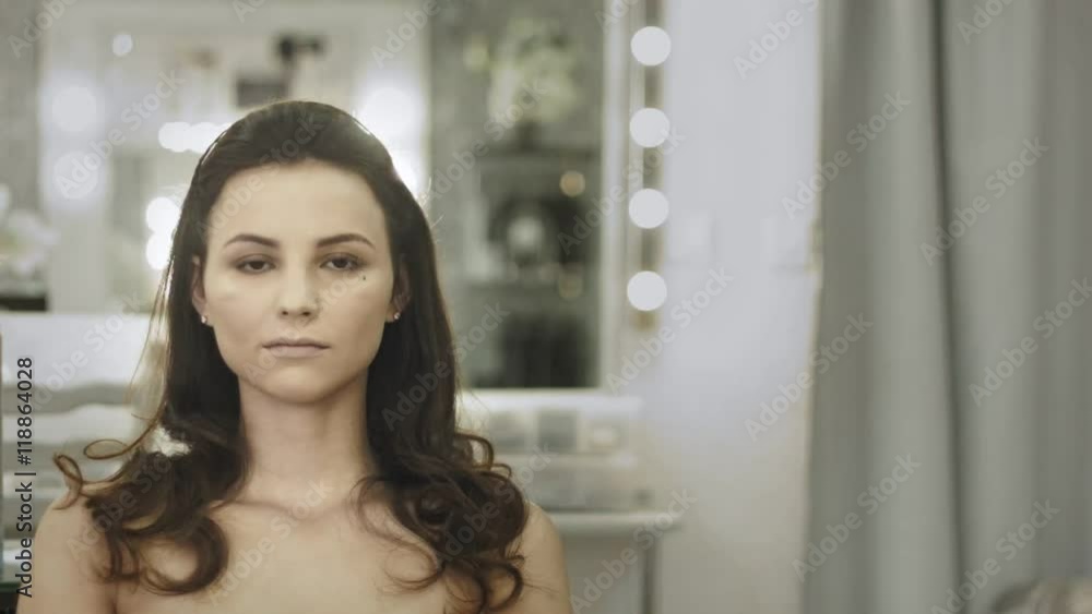 Professional make up artist working on a model - casual beauty style, time lapse Professional make up artist working on a model - casual beauty style, time lapse
