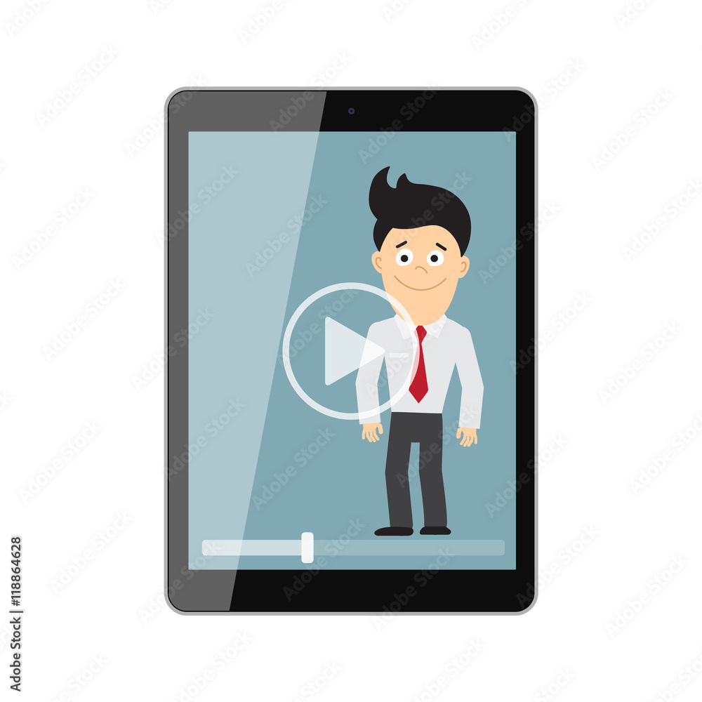 Online learning concept. Isolated tablet screen with teacher, businessman or colleague. Webinar or online training concept. Vlogging and video blogger. Online learning concept. Isolated tablet screen with teacher, businessman or colleague. Webinar or online training concept. Vlogging and video blogger.
