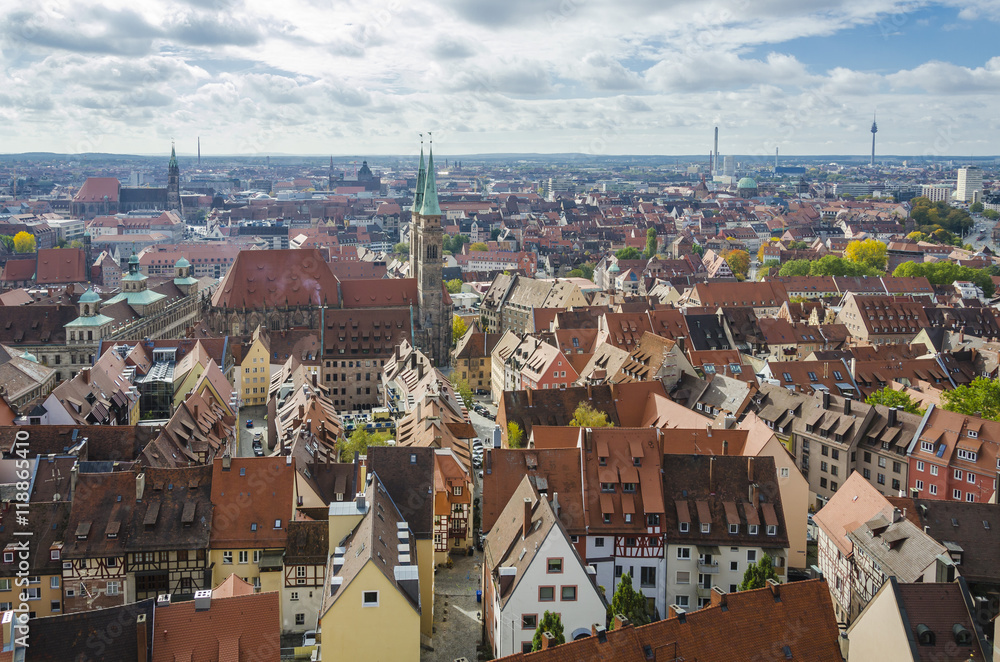 Obraz premium Historic town of Nuremberg skyline, Bavaria, Germany