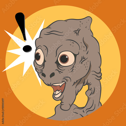 Shocked face of an alien. Digital illustration created without reference image.