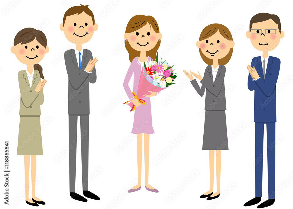 職場の仲間　挨拶　花束