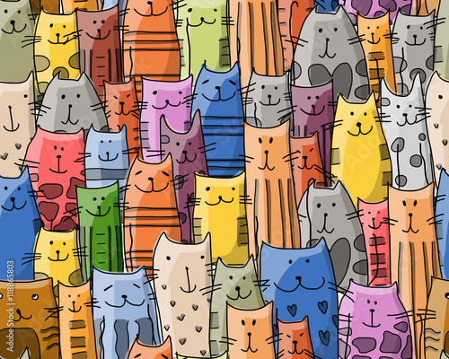 Funny cats family, seamless pattern for your design