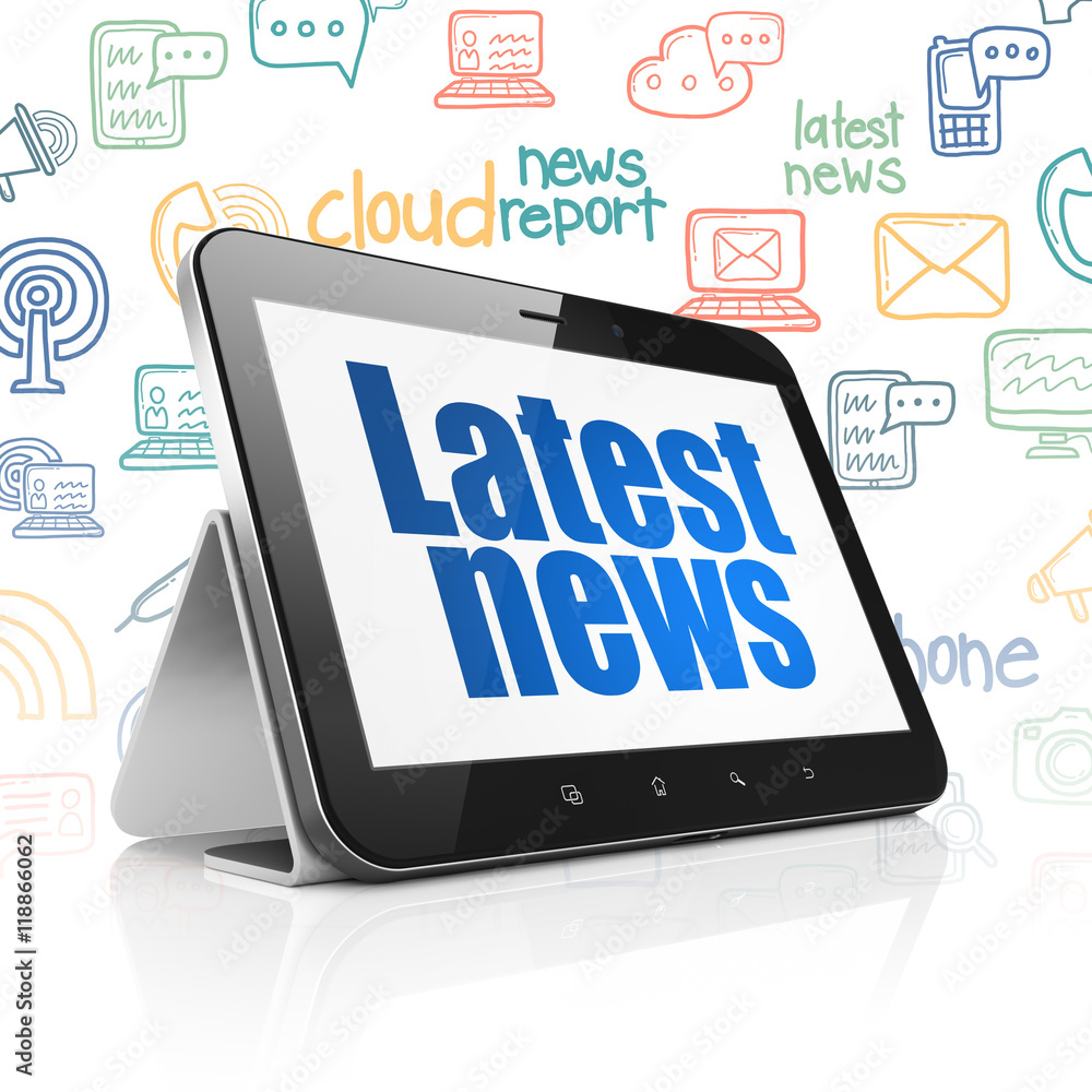 News concept: Tablet Computer with Latest News on display News concept: Tablet Computer with Latest News on display