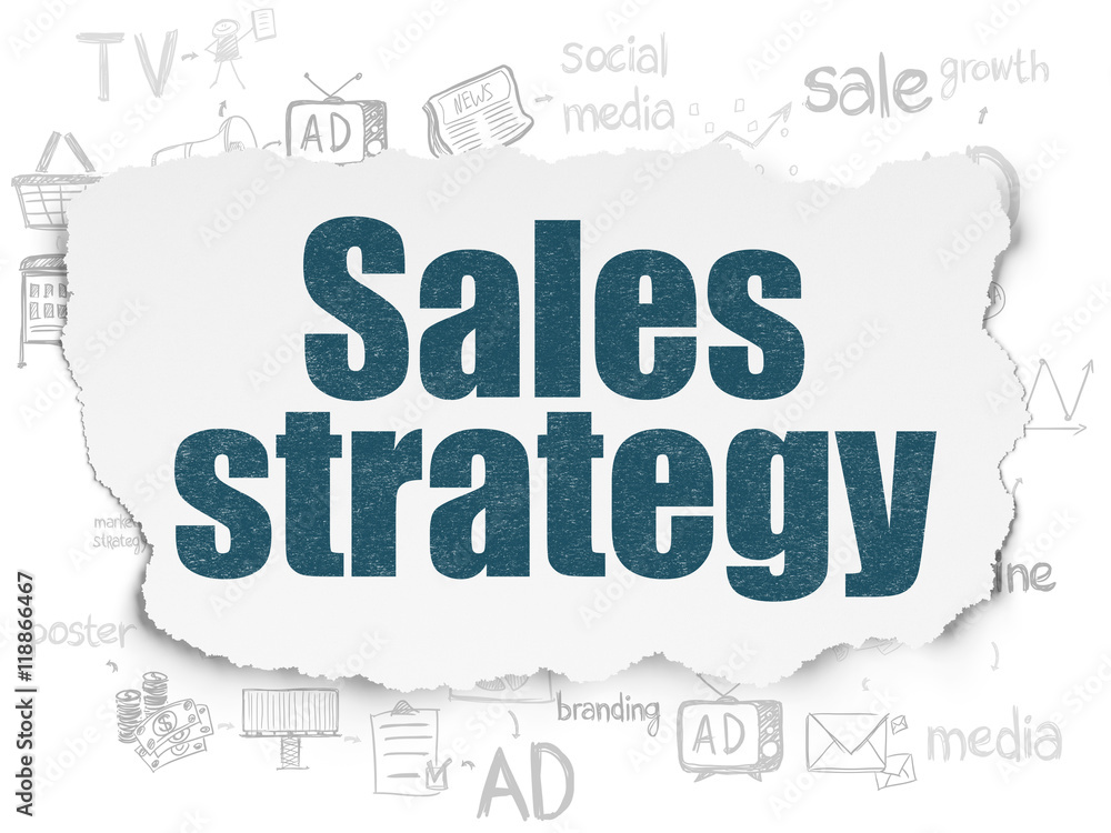 Marketing concept: Sales Strategy on Torn Paper background
