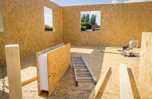 Obraz na plátně Building wooden houses