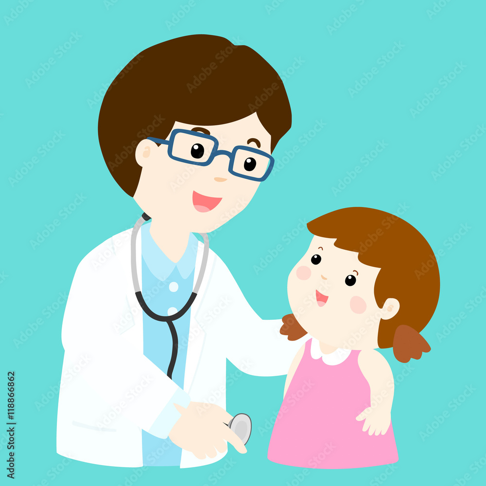 Cute girl cartoon see doctor vector Cute girl cartoon see doctor vector