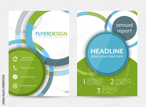 Business flyer template, brochure or corporate banner with circular pattern. A4 size.