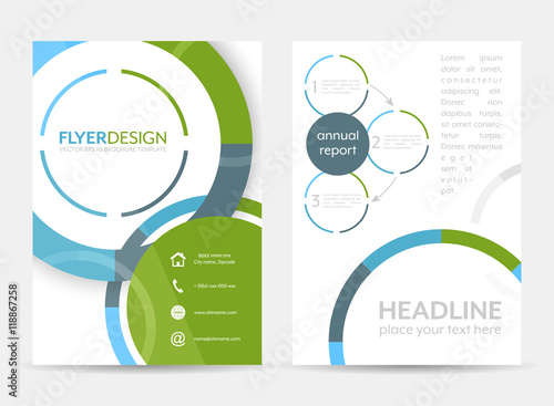 Business flyer template, brochure or corporate banner with circular pattern. A4 size.