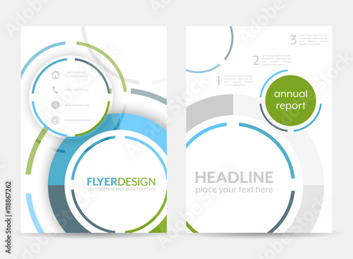 Business flyer template, brochure or corporate banner with circular pattern. A4 size.