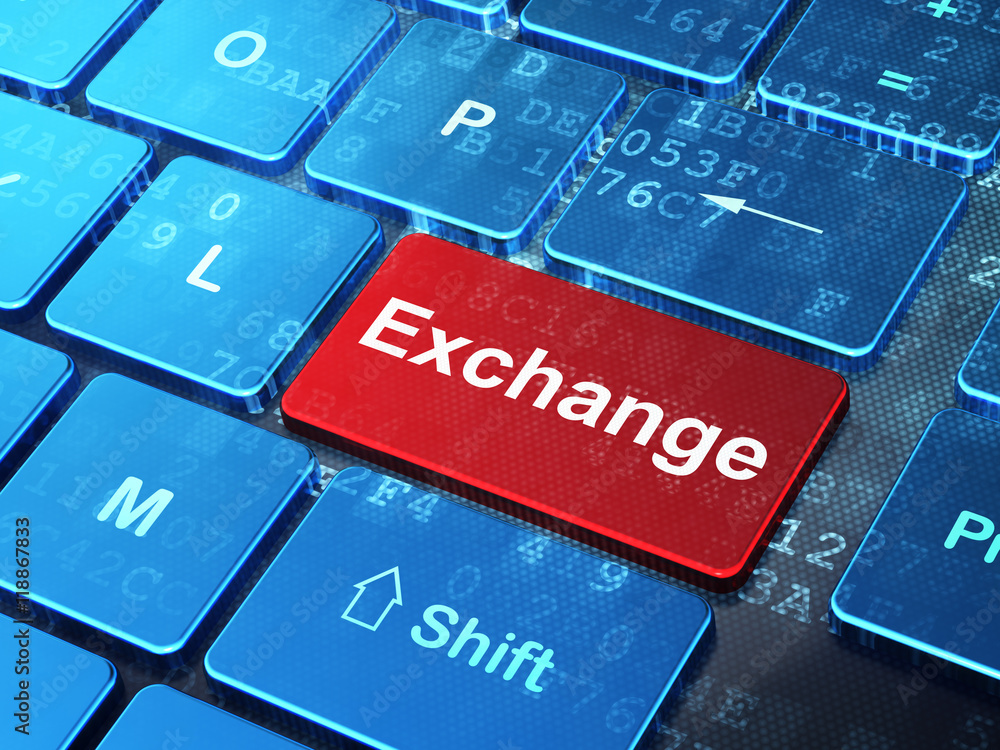 Fototapeta premium Banking concept: Exchange on computer keyboard background
