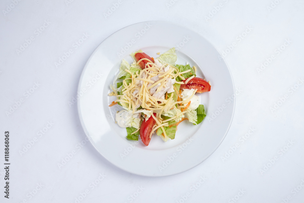 salad with ham