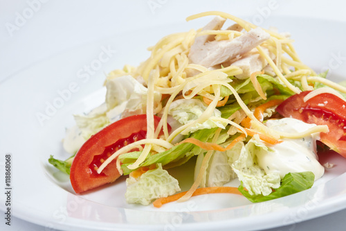 salad with ham