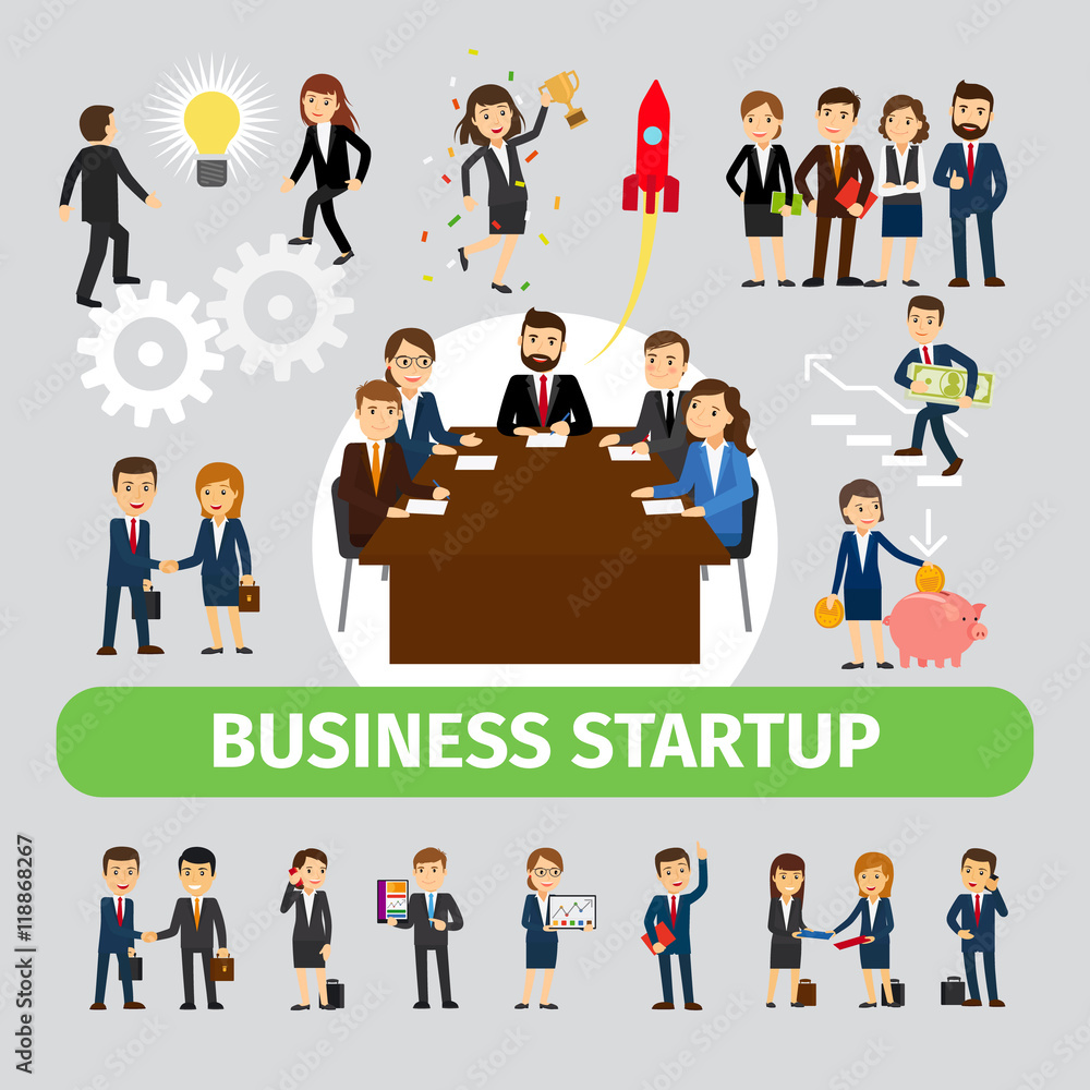 Business people group vector. Smiling business people, men and women teamwork Business people group vector. Smiling business people, men and women teamwork