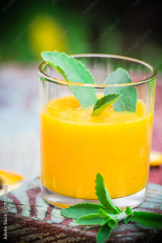Fototapeta premium Summer drink orange mousse stevia
