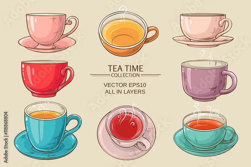 tea cups set color
