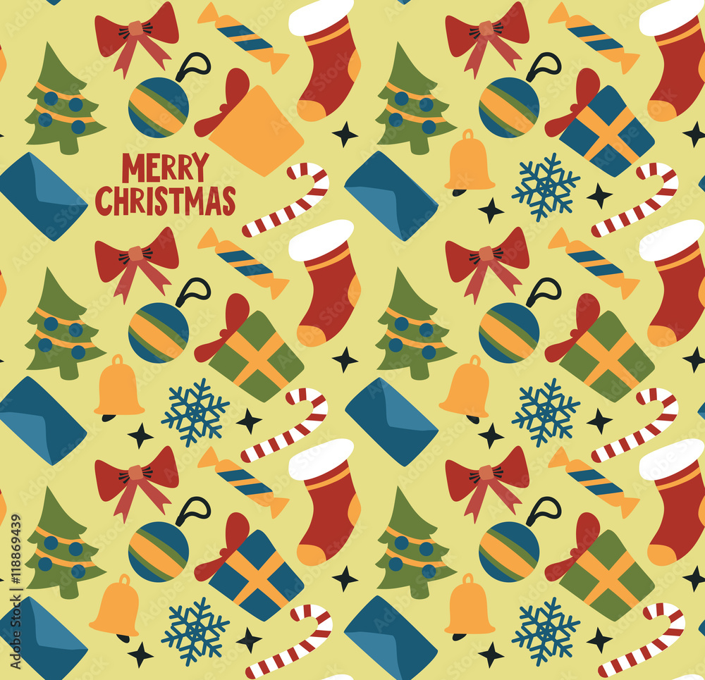 colored bright christmas background. Vector seamless wallpaper