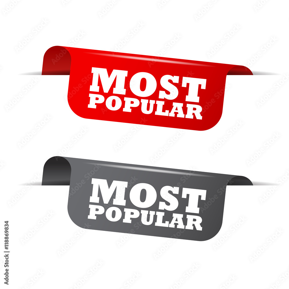 most popular, red banner most popular, vector element most popular