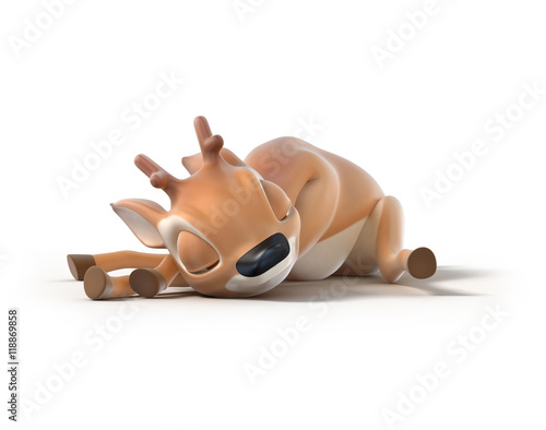 sleeping little cartoon deer photo