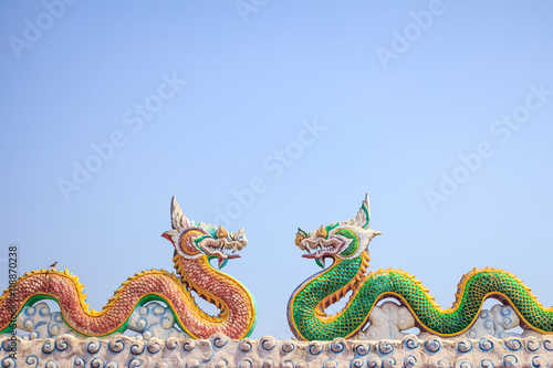 Two dragon in blue sky